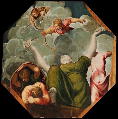 Apollo i Diana karzą Niobe zabijając jej dzieci, ok. 1541. autorstwa Jacopo Robusti Tintoretto