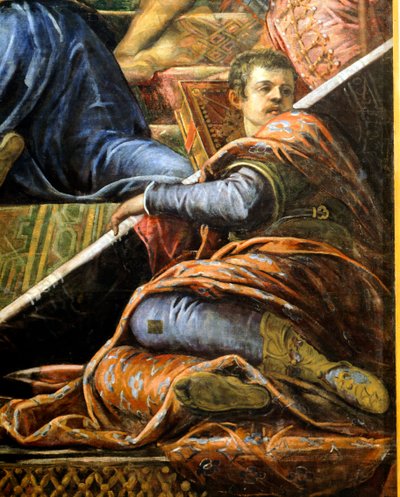 Doge Niccolo da Ponte odbierający gałązkę oliwną z Wenecji, Jacopo Robusti znany jako Tintoretto (1518-1594), Detail, Sala del Maggior Consiglio (Sala Wielkiej Rady), Palazzo Ducale, Wenecja autorstwa Jacopo Robusti Tintoretto