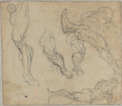 Figury i Nogi, 1575-80 (czarna kreda na papierze wykładanym) autorstwa Jacopo Robusti Tintoretto