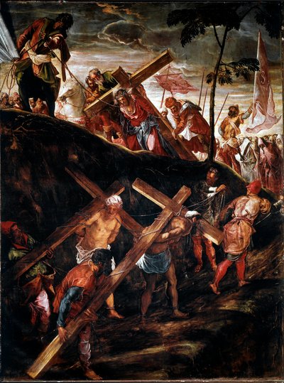 La Montee au Calvary (Droga Krzyżowa) (Droga Krzyżowa) Obraz Jacopo Robustiego dit le Tintoret (Tintoretto) (1518-1594) 1566-1567 Ndz. 515x390 cm wenecja, scuola di san Rocco autorstwa Jacopo Robusti Tintoretto