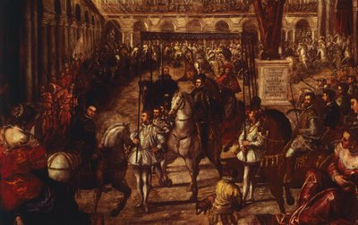 Filip II przyjęty przez Francesco Gonzagę w Mantui autorstwa Jacopo Robusti Tintoretto