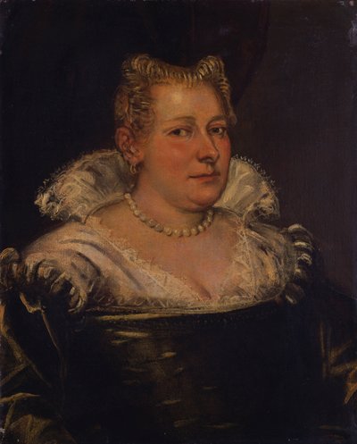 Portret damy, długość biustu w zielonej sukience z białym kołnierzykiem autorstwa Jacopo Robusti Tintoretto