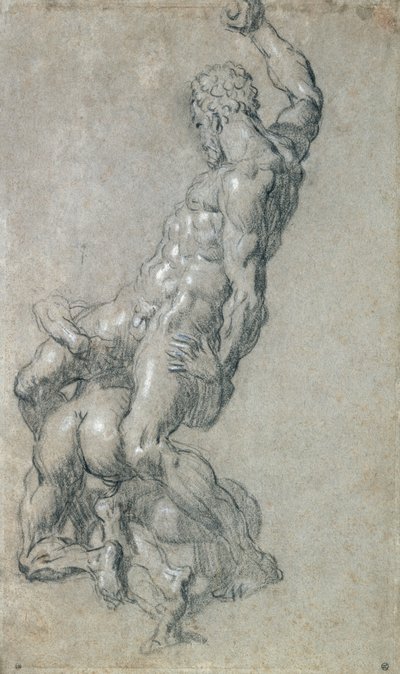 Samson zabijający Filistynów (węgiel drzewny na papierze) autorstwa Jacopo Robusti Tintoretto