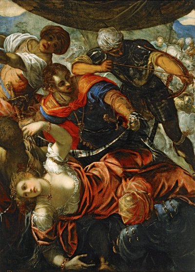Scena bitwy między Turkami a chrześcijanami ... (obraz na płótnie) autorstwa Jacopo Robusti Tintoretto