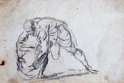 Badanie na zgiętą sylwetkę męską autorstwa Jacopo Robusti Tintoretto
