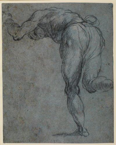 Studium postaci męskiej pochylonej do przodu, 1575-c.1585 autorstwa Jacopo Robusti Tintoretto