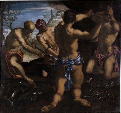 Kuźnia Wulkana, 1576-1577. autorstwa Jacopo Robusti Tintoretto
