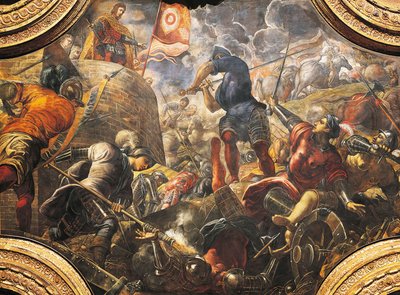 Wenecjanie pomagają Brescians przełamać oblężenie Filippa Marii Viscontiego autorstwa Jacopo Robusti Tintoretto