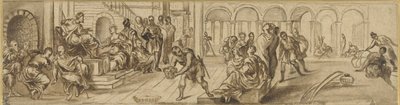 Salomon i królowa Saby, ok. 1600 (pióro na papierze) autorstwa Jacopo Robusti after Tintoretto