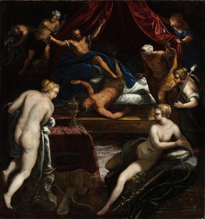 Herkules wypędzający Fauna z łoża Omfale autorstwa Jacopo Tintoretto