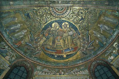 Koronacja Dziewicy, apsyda Bazyliki Mariackiej, Rzym, 1287-92 (mozaika) autorstwa Jacopo Torriti