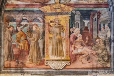 Historie św. Antoniego Padewskiego, Nisza św. Antoniego Padewskiego, połowa XV w. (fresk) autorstwa Jacopo Vincioli