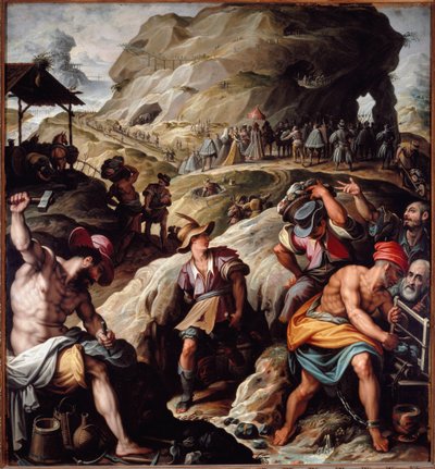 Wydobycie rudy z kopalni (Malarstwo autorstwa Jacopo Zucchi