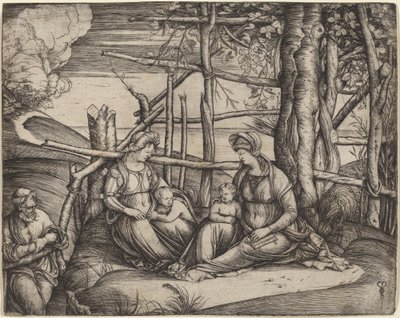 Święta Rodzina ze Świętą Elżbietą i Dzieciątkiem Św. 14991501. autorstwa Jacopo de Barbari