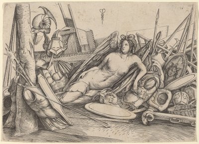 Zwycięstwo leżące pośród trofeów, c. 15001503. autorstwa Jacopo de Barbari