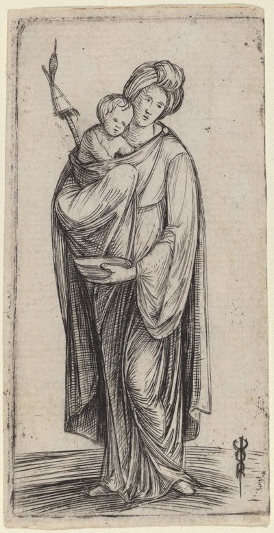 Kobieta i dziecko z kądzieli. autorstwa Jacopo de Barbari