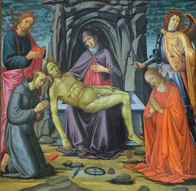 Złożenie i święci autorstwa Jacopo del Sellaio