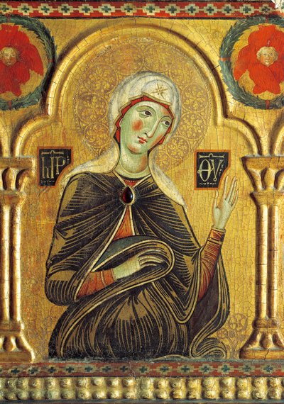 Figura Maryi z Odkupiciela z Madonną i trzema świętymi, autorstwa Meliore Toscano lub Meliore di Jacopo (ok. 1255-1285), tempera i złoto na desce, 85x210 cm autorstwa Jacopo di Meliore