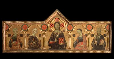 Poliptyk z Odkupicielem i świętymi: Odkupiciel (Jezus z Dziewicą, św Piotr, św Jan Ewangelista i św Paweł) - olej na desce autorstwa Jacopo di Meliore