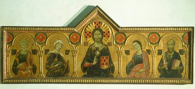 Odkupiciel z Madonną i trzema świętymi, Meliore Toscano lub Meliore di Jacopo (ok. 1255-1285), tempera i złoto na desce, 85x210 cm, Szczegół autorstwa Jacopo di Meliore