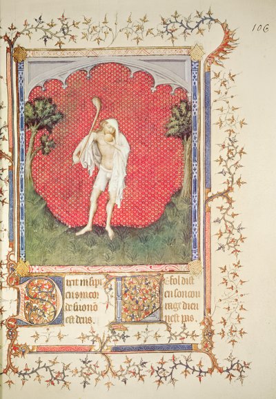 Fr 13091 f.106 Głupiec, z „Psałterza Jana de Berry”, c.1386 autorstwa Jacquemart de Hesdin