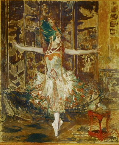 Tamara Karsavina tańcząca w balecie Ognisty ptak Igora Strawińskiego ... autorstwa Jacques Emile Blanche