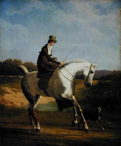 Miss Casenove na szarym łowcy (olej na płótnie) autorstwa Jacques Laurent Agasse