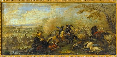 Bitwa między chrześcijanami i muzułmanami... (olej na płótnie) autorstwa Jacques (1621 76) Courtois