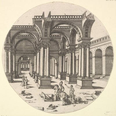 Widok perspektywiczny, świątynia Izydy, 1551. autorstwa Jacques Androuet Du Cerceau