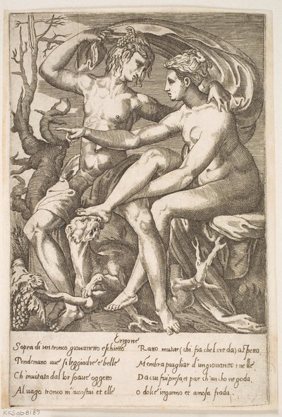 Bachus i Erigone autorstwa Jacques Androuet Ducerceau d.Æ.