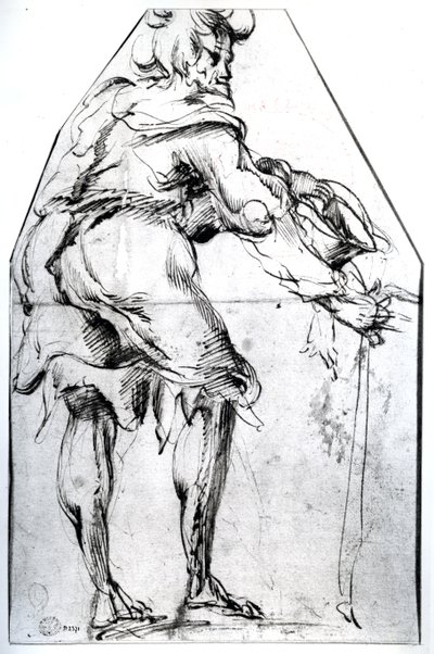 Żebrak z kapeluszem i kijem (pióro i atrament na papierze) autorstwa Jacques Bellange