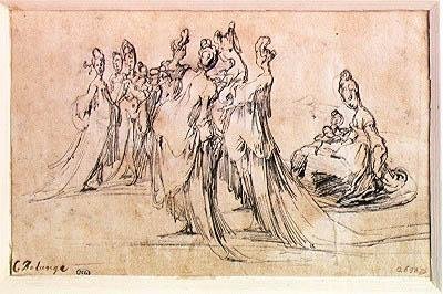 Grupa kobiet (pióro i atrament na papierze) autorstwa Jacques Bellange