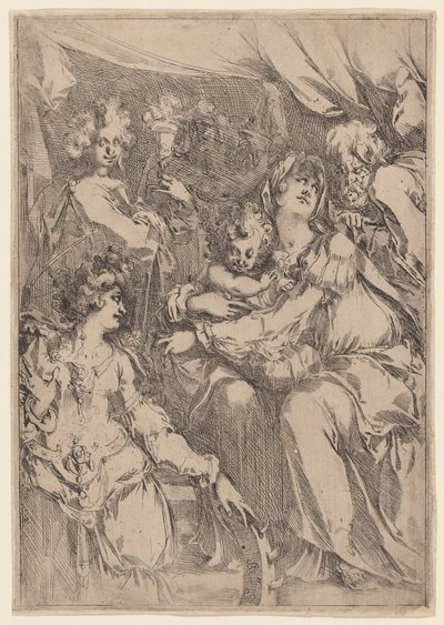 Święta Rodzina ze św. Katarzyną, św. Janem Ewangelistą i Aniołem autorstwa Jacques Bellange