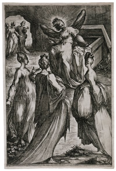 Święte kobiety przy grobie, 1613-16 (akwaforta i grawerowanie) autorstwa Jacques Bellange