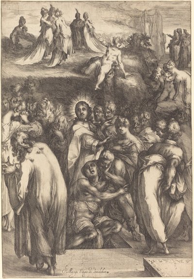 Wskrzeszenie Łazarza. autorstwa Jacques Bellange
