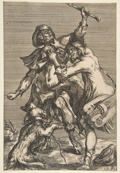 Dwóch walczących żebraków, 1612-16. autorstwa Jacques Bellange