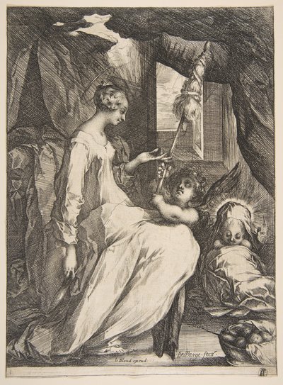 Dziewica z Dzieciątkiem z Aniołem, 1612-16. autorstwa Jacques Bellange