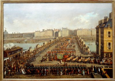 Przeszedłem przez nowy most przy orszaku cesarskim na uroczystość sacrum Napoleona I 2 grudnia autorstwa Jacques Bertaux