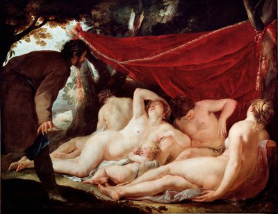 Przyjdź i Łaski zaskoczone przez śmiertelnika. Obraz Jacquesa Blancharda (1600-1638). Wymiary: 170x218cm. Muzeum w Luwrze autorstwa Jacques Blanchard