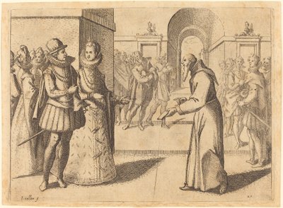 Kapucyn dziękujący królowi Bawarii, 1612 r. autorstwa Jacques Callot
