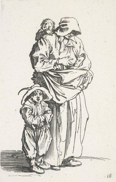 Matka i trójka jej dzieci z The Beggars (La mere et ses trois enfants) autorstwa Jacques Callot