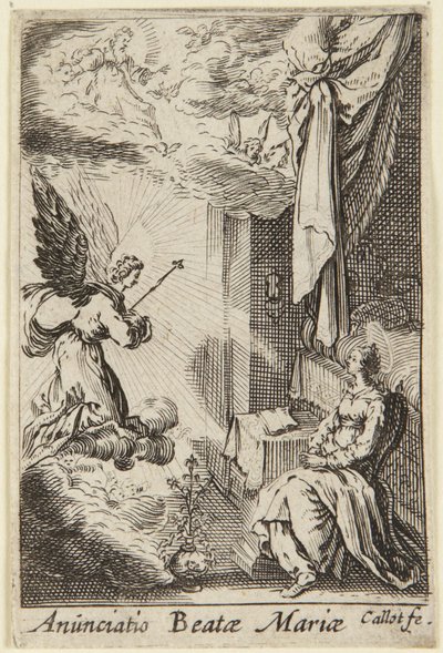 Zwiastowanie, z cyklu „La Vie de la Sainte Vierge” (Życie Najświętszej Dziewicy) autorstwa Jacques Callot