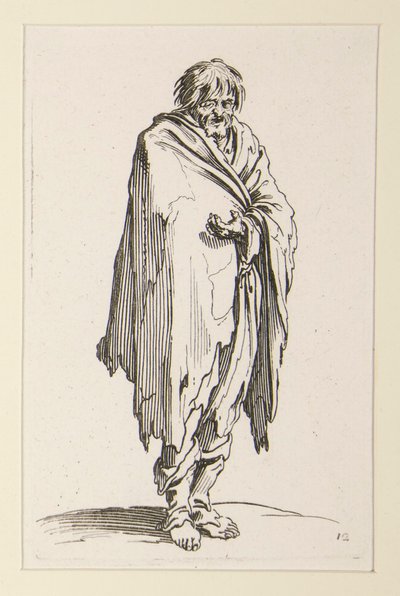 Żebrak z odkrytą głową i gołymi stopami, z The Beggars autorstwa Jacques Callot