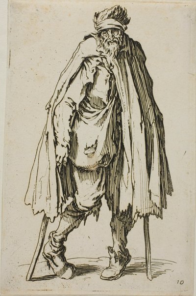 Żebrak oparty na patyku, płyta dziewiętnasta z The Beggars autorstwa Jacques Callot