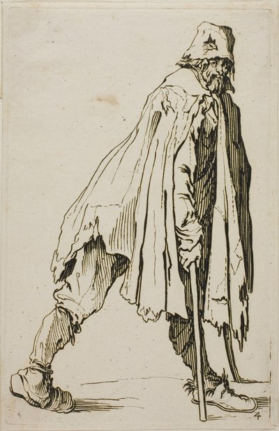 Żebrak o kulach w kapeluszu, płyta czwarta z The Beggars autorstwa Jacques Callot