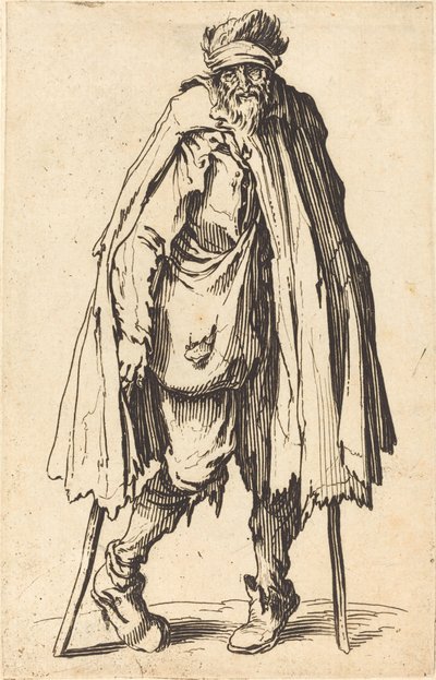 Żebrak z kulami i workiem, c. 1622. autorstwa Jacques Callot