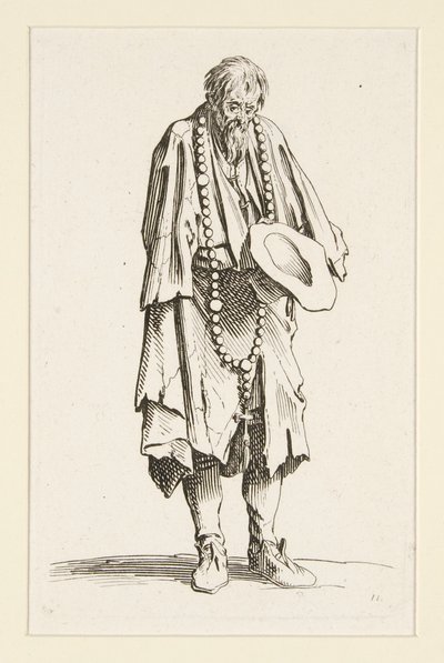 Żebrak z różańcem z The Beggars (Le mendiant au rosaire) autorstwa Jacques Callot