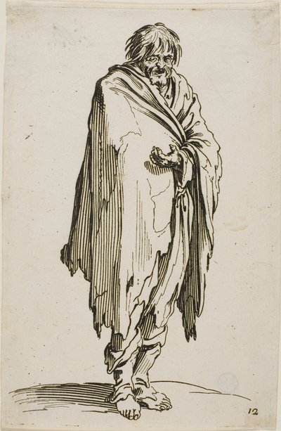 Żebrak bez kapelusza i butów, płyta dwunasta z The Beggars autorstwa Jacques Callot