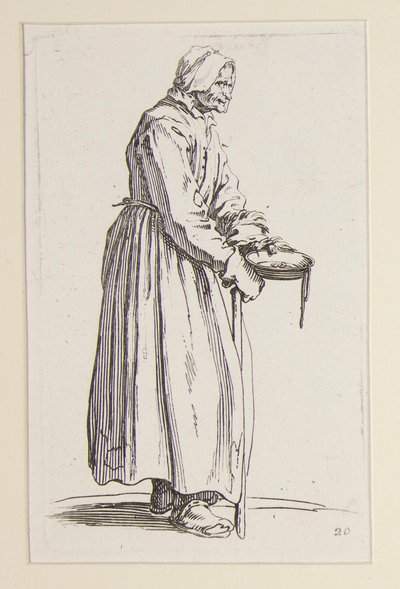 Żebraczka niosąca miskę, z The Beggars (La mendiante a la sebille) autorstwa Jacques Callot