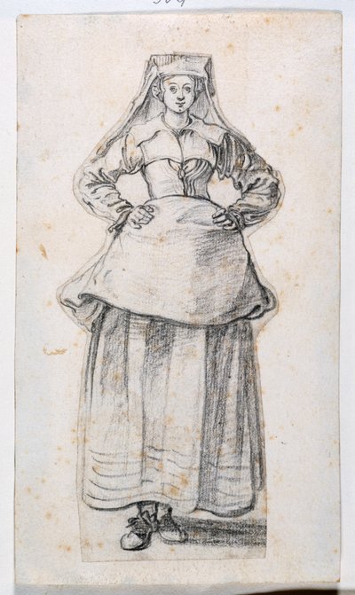 Bourgeoises Dans Differentes Attitudes, z Prints Album 21, nr 304 (kreda na papierze) autorstwa Jacques Callot